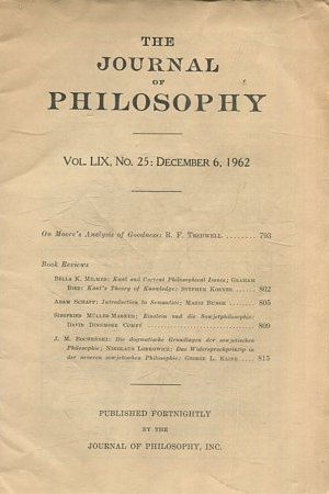 THE JOURNAL OF PHILOSOPHY. VOLUME LIX, NO 25: DECEMBER 6, 1962. ON MOORE'S ANALYSIS OF GOODNESS.