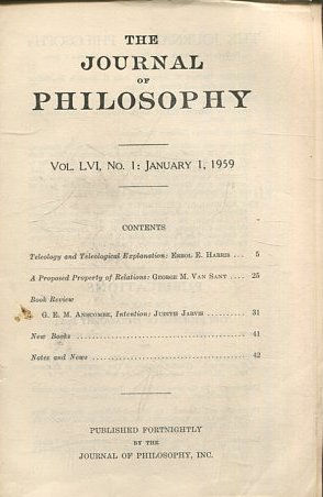 THE JOURNAL OF PHILOSOPHY. VOLUME LVI, NO 1: JANUARY I, 1959. TELEOLOPY AND TELEOLOGICAL EXPLANATION. A PROPOSED PROPERTY OF RELATIONS.