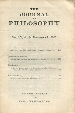 THE JOURNAL OF PHILOSOPHY. VOLUME LX, NO. 24: NOVEMBER 21, 1963. PRIVATE LANGUAGE AND SKEPTICISM.