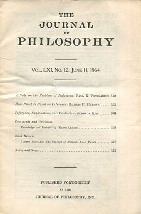 THE JOURNAL OF PHILOSOPHY. VOLUME LXI, NO. 12: JUNE 11, 1964. A NOTE ON THE PROBLEM OF INDUCTION.