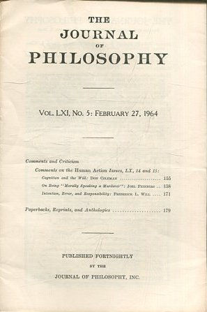 THE JOURNAL OF PHILOSOPHY. VOLUME LXI, NO 5, FEBRUARY 27, 1964. COMMENTS AND CRITICISM.