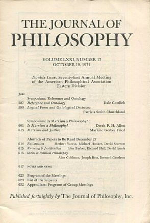 THE JOURNAL OF PHILOSOPHY. VOLUME LXXI, NUMBER 17 OCTOBER 10, 1974. SYMPOSIUM: REFERENCE AND ONTOLOGY. REFERENCE AND ONTOLOGY. LOGICAL FORM AND ONTOLOGICAL DECISIONS.