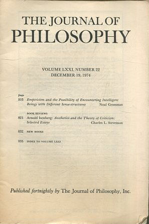 THE JOURNAL OF PHILOSOPHY. VOLUME LXXI, NUMBER 22 DECEMBER 19, 1974. EMPIRICISM AND THE POSSIBILITY OF ENCOUNTERING INTELLIGENT.