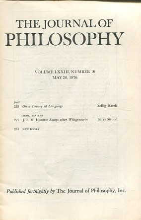 THE JOURNAL OF PHILOSOPHY. VOLUME LXXIII, NUMBER 10 MAY 20, 1976. ON A THEORY OF LANGUAGE.