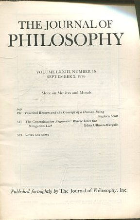 THE JOURNAL OF PHILOSOPHY. VOLUME LXXIII, NUMBER 15, SEPTEMBER 2, 1976. PRACTICAL REASON AND THE CONCEPT OF A HUMAN BEING.