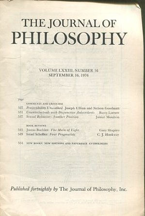 THE JOURNAL OF PHILOSOPHY. VOLUME LXXIII, NUMBER 16, SEPTEMBER 16, 1976. COMMENTS AND CRITICISM.