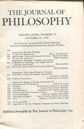 THE JOURNAL OF PHILOSOPHY. VOLUME LXXIII, NUMBER 18 OCTOBER 21, 1976. SYMPOSIUM: SCIENTIFIC  REALISM.