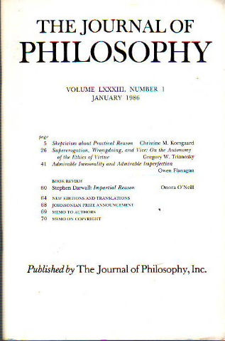 THE JOURNAL OF PHILOSOPHY. VOLUME LXXIII, NUMBER 1.