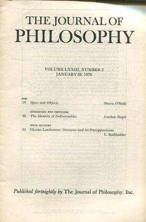 THE JOURNAL OF PHILOSOPHY. VOLUME LXXIII, NUMBER 2, JANUARY 29. 1976. SPACE AND OBJECTS.