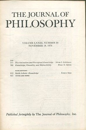 THE JOURNAL OF PHILOSOPHY. VOLUME LXXIII, NUMBER 20, NOVEMBER 18, 1976. DISCRIMINATION AND PERCEPTUAL KNOWLEDGE.