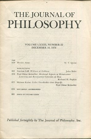 THE JOURNAL OF PHILOSOPHY. VOLUME LXXIII, NUMBER 22, DECEMBER 16, 1976. WORLDS AWAY.