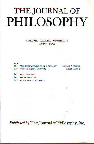 THE JOURNAL OF PHILOSOPHY. VOLUME LXXIII, NUMBER 4.