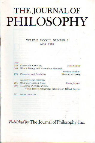 THE JOURNAL OF PHILOSOPHY. VOLUME LXXIII, NUMBER 5.