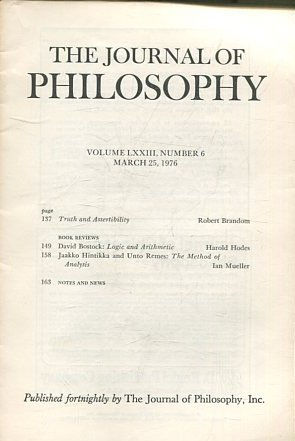 THE JOURNAL OF PHILOSOPHY. VOLUME LXXIII, NUMBER 6, MARCH 25, 1976. TRUTH AND ASSERTIBILITY.