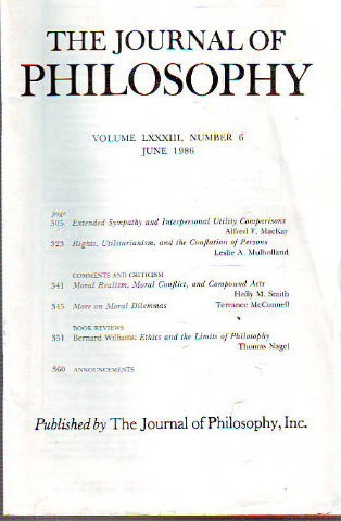 THE JOURNAL OF PHILOSOPHY. VOLUME LXXIII, NUMBER 6.