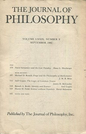 THE JOURNAL OF PHILOSOPHY. VOLUME LXXIX, NUMBER 9 SEPTEMBER 1982. NAIVE SEMANTICS AND THE LIAR PARADOx.