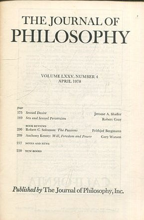 THE JOURNAL OF PHILOSOPHY. VOLUME LXXV, NUMBER 4 APRIL 1978. SEXUAL DESIRE. SEX AND SEXUAL PERVERSION.