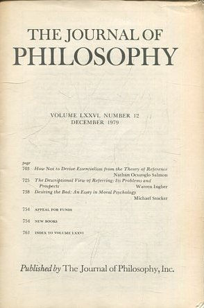 THE JOURNAL OF PHILOSOPHY. VOLUME LXXVI, NUMBER 12 DECEMBER 1979. HOW NOT TO DERIVE ESSENTIALISM FROM THE THEORY OF REFERENCE.