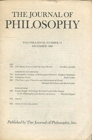 THE JOURNAL OF PHILOSOPHY. VOLUME LXXVII, NUMBER 12, DECEMBER 1980. THE MANY SCIENCES AND THE ONE WORLD.