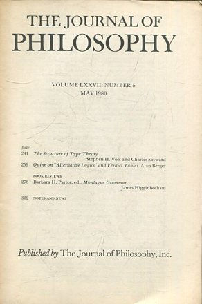 THE JOURNAL OF PHILOSOPHY. VOLUME LXXVII, NUMBER 5, MAY 1980. THE STRUCTURE OF TYPE THEORY.