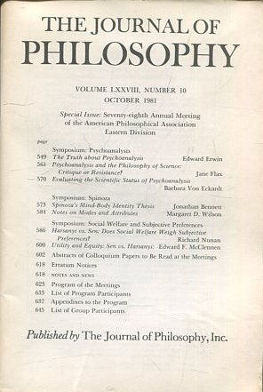 THE JOURNAL OF PHILOSOPHY. VOLUME LXXVIII, NUMBER 10 OCTOBER 1981. SYMPOSIUM: PSYCHOANALYSIS. THE TRUTH ABOUT PSYCHOANALYSIS.