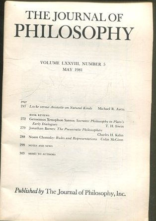 THE JOURNAL OF PHILOSOPHY. VOLUME LXXVIII, NUMBER 5 MAY 1981. LOCKE VERSUS ARISTOTLE ON NATURAL KINDS.