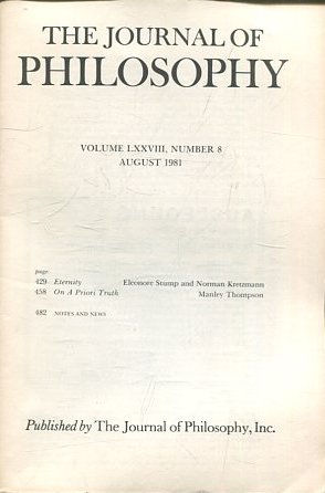 THE JOURNAL OF PHILOSOPHY. VOLUME LXXVIII, NUMBER 8 AUGUST 1981. ETERNITY. ON A PRIORI TRUTH.