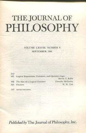 THE JOURNAL OF PHILOSOPHY. VOLUME LXXVIII. NUMBER 9. SEPTEMBER 1981. LOGICAL EXPRESSIONS, CONSTANTS, AND OPERATOR LOGIC. THE IDEA OF A LOGICAL CONSTANT. FINITISM.