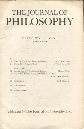 THE JOURNAL OF PHILOSOPHY. VOLUME LXXVIII, NUMBER I JANUARY 1981. HOW DO WORDS GET THEIR MEANINGS? FORM, fUNCTION, AND FEEL.