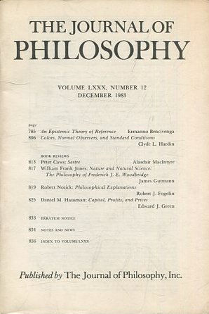 THE JOURNAL OF PHILOSOPHY. VOLUME LXXX, NUMBER 12 DECEMBER 1983. AN EPISTEMIC THEORY OF REFERENCE. COLORS, NORMAL OBSERVERS, AND STANDARD CONDITIONS.