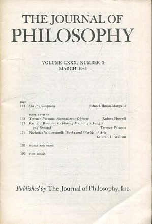 THE JOURNAL OF PHILOSOPHY. VOLUME LXXX, NUMBER 3 MARCH 1983. ON PRESUMTION.