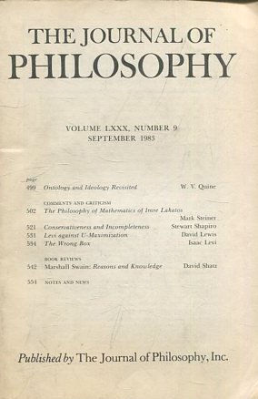 THE JOURNAL OF PHILOSOPHY. VOLUME LXXX, NUMBER 9 SEPTEMBER 1983. ONTOLOGY AND IDEOLOGY REVISITED.