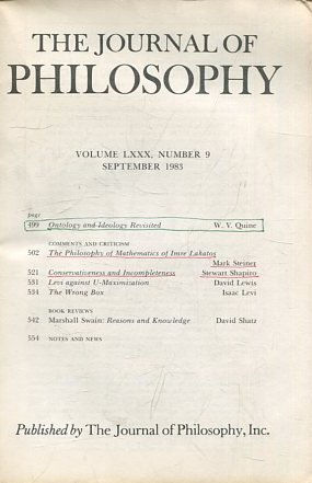 THE JOURNAL OF PHILOSOPHY. VOLUME LXXX, NUMBER 9, SEPTEMBER 1983. ONTOLOGY AND IDEOLOGY REVISITED.