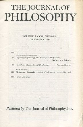 THE JOURNAL OF PHILOSOPHY. VOLUME LXXXI, NUMBER 2, FEBRUARY 1984. COMMENTS AND CRITICISM.