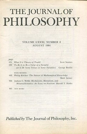 THE JOURNAL OF PHILOSOPHY. VOLUME LXXXI, NUMBER 8 AUGUST 1984. WHAT IS A THEORY OF TRUTH? TO BE IS TO BE A VALUE OF A VARIABLE.