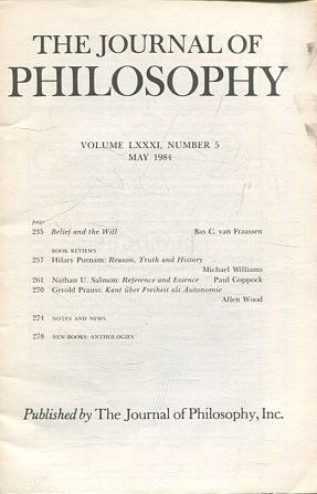 THE JOURNAL OF PHILOSOPHY. VOLUME LXXXI, NUMBER MAY, 1984. BELIEF AND THE WILL.