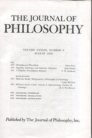 THE JOURNAL OF PHILOSOPHY. VOLUME LXXXIX, NUMBER 8 AUGUST 1992. METAPHYSICAL PLURALISM. RIGIDITY, ONTOLOGY, AND SEMANTIC STRUCTURE.