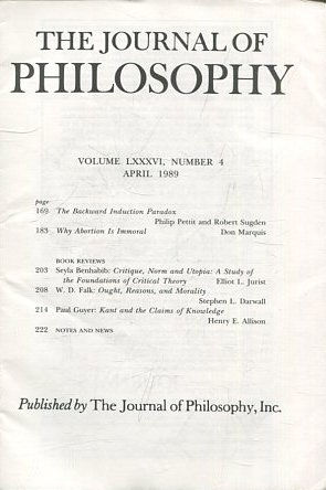 THE JOURNAL OF PHILOSOPHY. VOLUME LXXXVI, NUMBER 4 APRIL 1989.