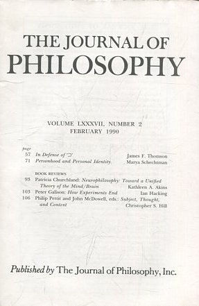 THE JOURNAL OF PHILOSOPHY. VOLUME LXXXVII, NUMBER 2 FEBRUARY 1990. IN DEFENSE OF. PERSONHOOD AND PERSONAL IDENTITY.