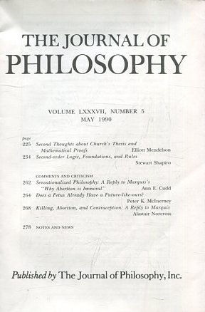 THE JOURNAL OF PHILOSOPHY. VOLUME LXXXVII, NUMBER 5 MAY 1990. SECOND THOUGHTS ABOUT CHURCH'S THESIS AND MATHEMATICAL PROOFS.