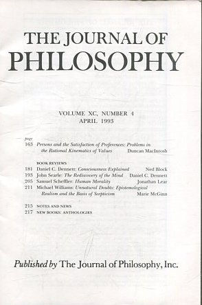 THE JOURNAL OF PHILOSOPHY. VOLUME XC, NUMBER 4 APRIL 1993. PERSONS AND THE SATISFACTION OF PREFERENCES: PROBLEMS IN THE RATIONAL KINEMATICS OF VALUES.