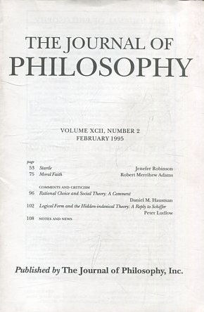 THE JOURNAL OF PHILOSOPHY. VOLUME XCII, NUMBER 2 FEBRUARY 1995. STARTLE. MORAL FAITH.