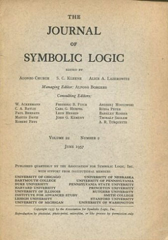 THE JOURNAL OF SYMBOLIC LOGIC. VOLUME 22. NUMBER 2. JUNE 1957.