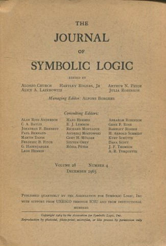 THE JOURNAL OF SYMBOLIC LOGIC. VOLUME 28. NUMBER 4. DECEMBER 1963.