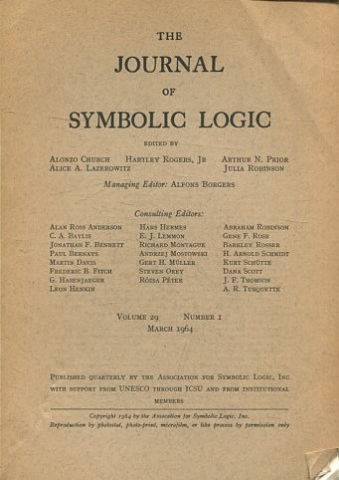 THE JOURNAL OF SYMBOLIC LOGIC. VOLUME 29. NUMBER 1. MARCH 1964.