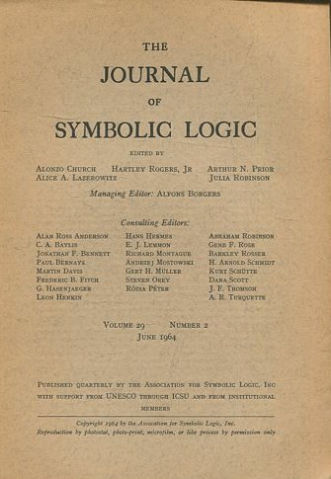 THE JOURNAL OF SYMBOLIC LOGIC. VOLUME 29. NUMBER 2. SEPTEMBER 1964.