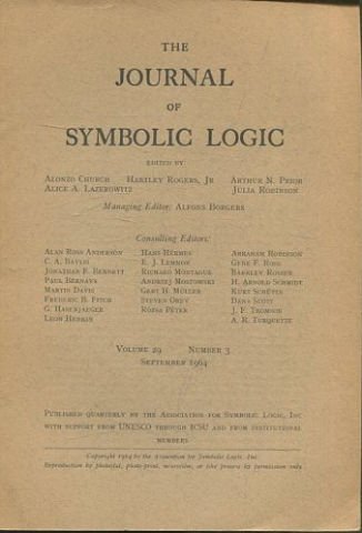 THE JOURNAL OF SYMBOLIC LOGIC. VOLUME 29. NUMBER 3. SEPTEMBER 1964.