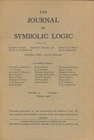 THE JOURNAL OF SYMBOLIC LOGIC. VOLUME 31. NUMBER 1. SEPTEMBER 1966.