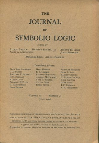 THE JOURNAL OF SYMBOLIC LOGIC. VOLUME 31. NUMBER 2. JUNE 1966.