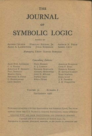 THE JOURNAL OF SYMBOLIC LOGIC. VOLUME 31. NUMBER 3. SEPTEMBER 1966.